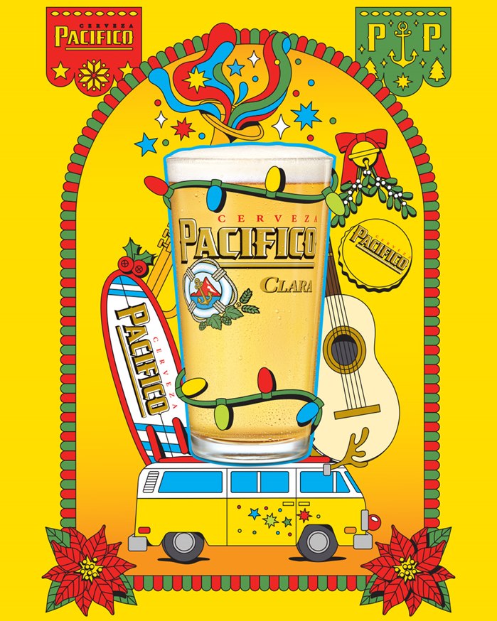 Festive campaign artwork for Pacifico Beer