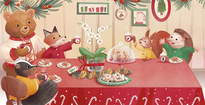 Children lifting flaps and discovering seasonal scents in Christmas book