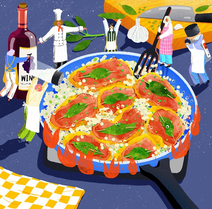 Xinping Li illustration for Rotary International food feature