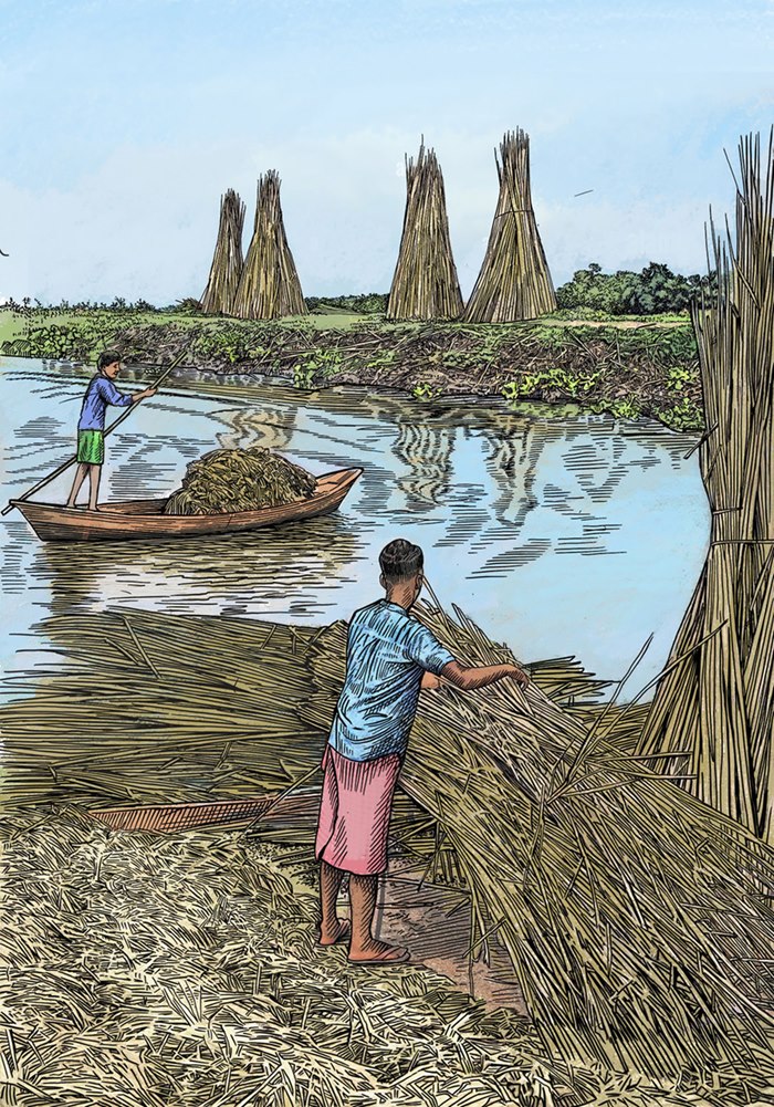 Atmospheric drawing representing remote cultural landscapes