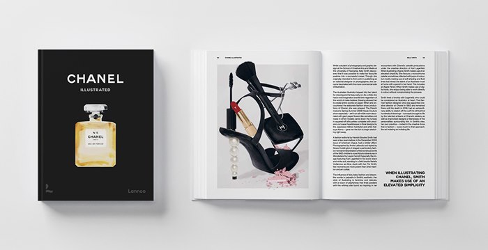 Book spreads featuring refined fashion illustration