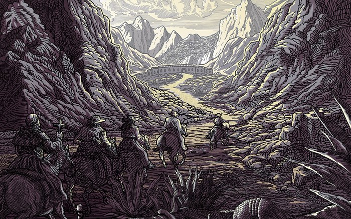 Magazine illustrations capturing story flow across different issues