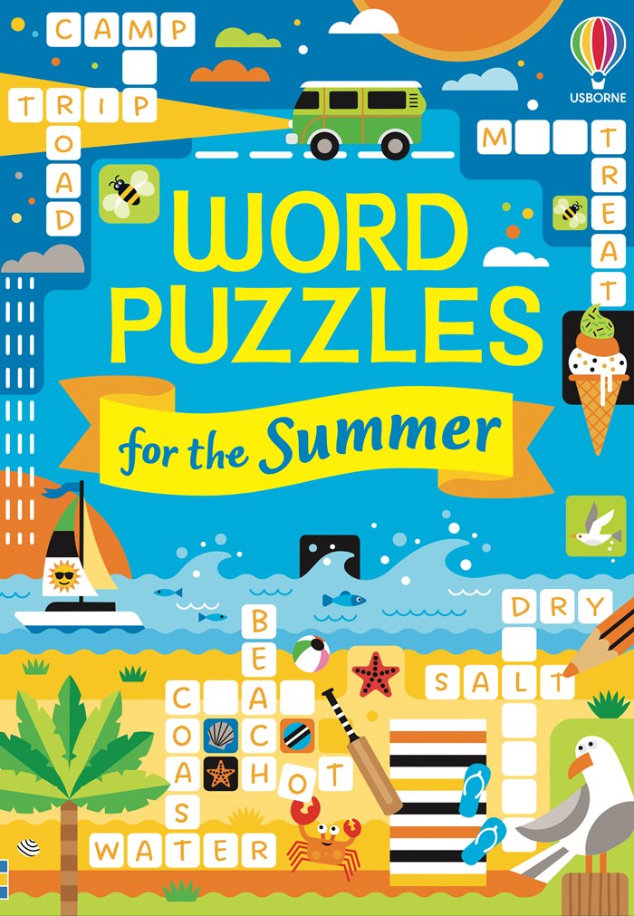 Children’s activity book illustration for Word Puzzles for the Summer