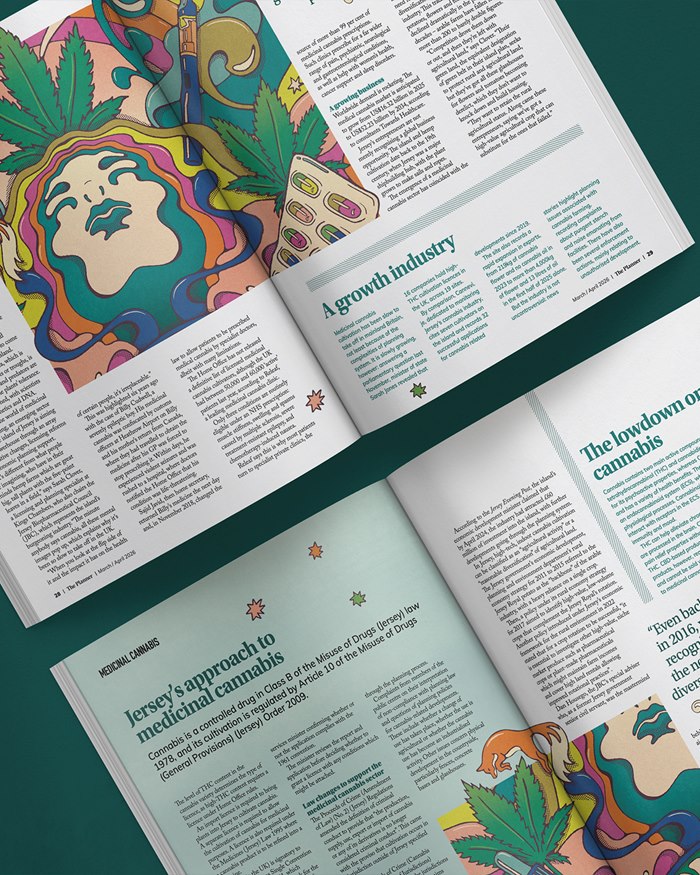Abstract colourful illustration medicinal cannabis story
